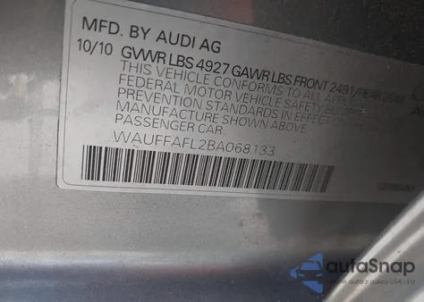 2011 Audi A4 2.0T Premium из США, поврежденный, VIN WAUFFAFL2BA068133